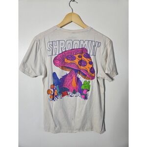 VTG Mellow Mushroom Shirt Keep On Shroomin Pizza Bakers Graphic Tee White GUC